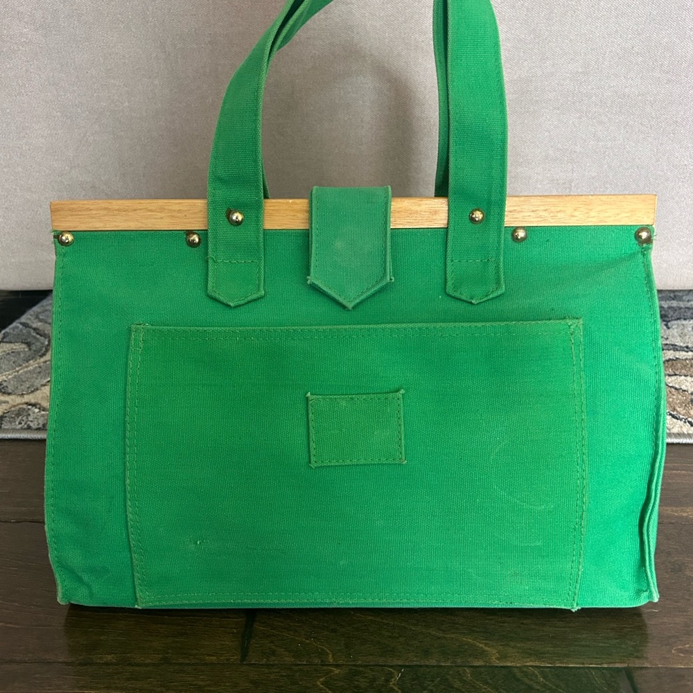 Rare Vintage Marchioness Green Canvas Tote Bag